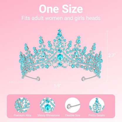 Tiara Crown for Women, Headband Hair Accessories for Birthday Wedding Party Costume Pink