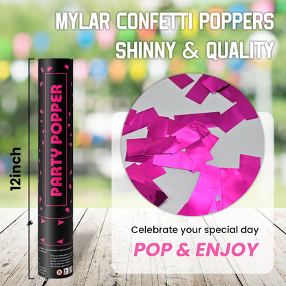 Confetti Cannon Gold Party Poppers 12 Pack Party Cannon Confetti Shooters for Celebrations Wedding Birthday Graduation Golden Foil 12 inch Confetti Poppers for Christmas New Year Eve Parties Supply