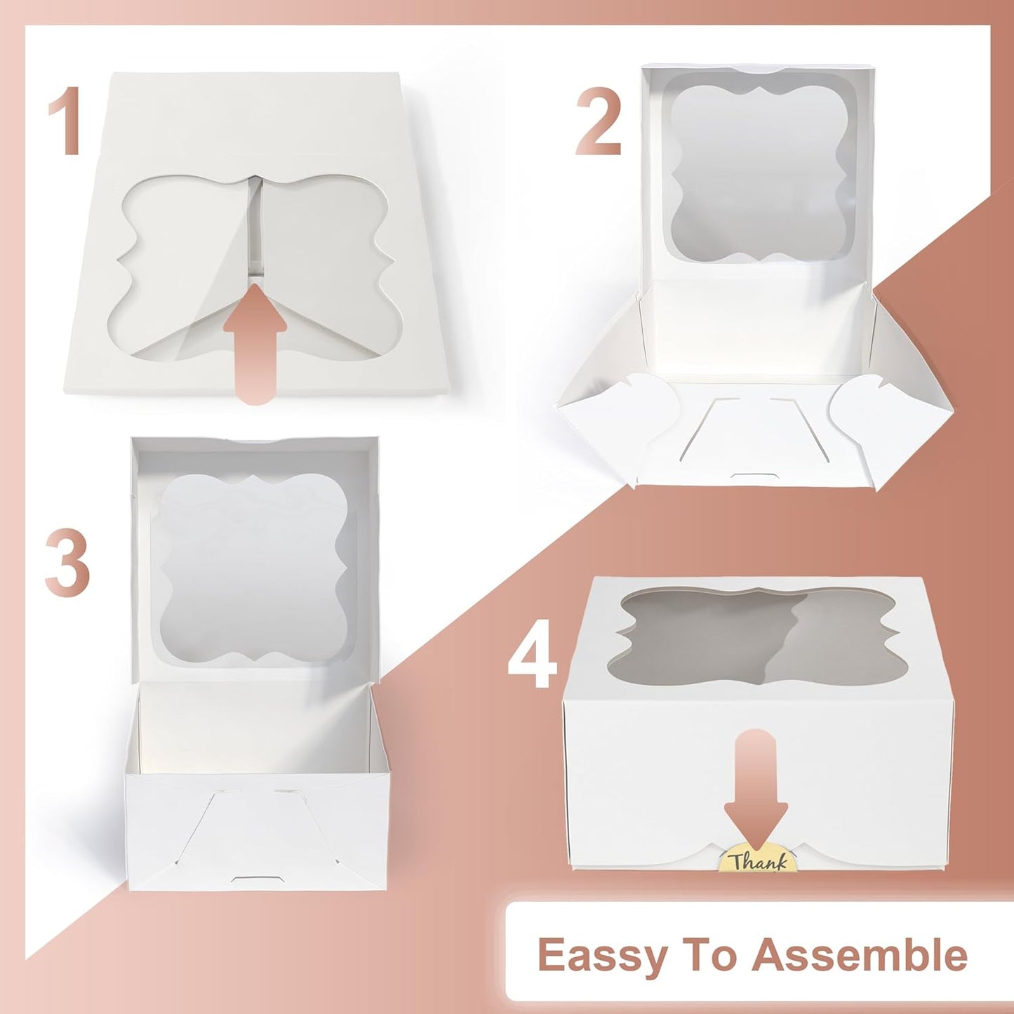 20 Pack Cookie Boxes for Gift Giving – 6X6X3 Inches Bakery Boxes with Window - Extra Thick Small Cookie Containers for Treats, Desserts, Strawberries, Cupcakes, Candy, Charcuterie, Baked Goods, Pastry