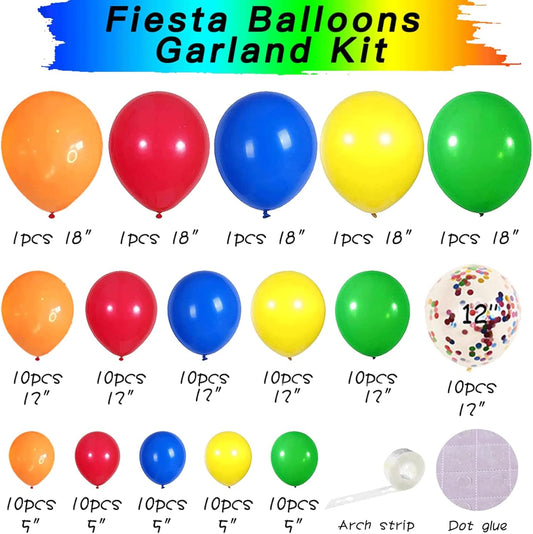 Colourful Rainbow Balloon Arch Kit, Colorful Balloons Garland Fiesta Party Balloon Arch for Colorful Fiesta Carnival Circus Birthday Bridal Party Wedding Anniversary Decor.