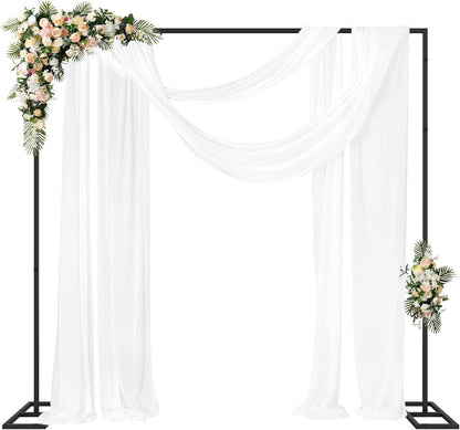 Fomcet 8FT x 8FT Backdrop Stand Heavy Duty with Base, White Portable Adjustable Pipe and Drape Backdrop Stand Kit, Square Metal Arch Party Frame for Wedding Birthday Parties Banquet Decorations