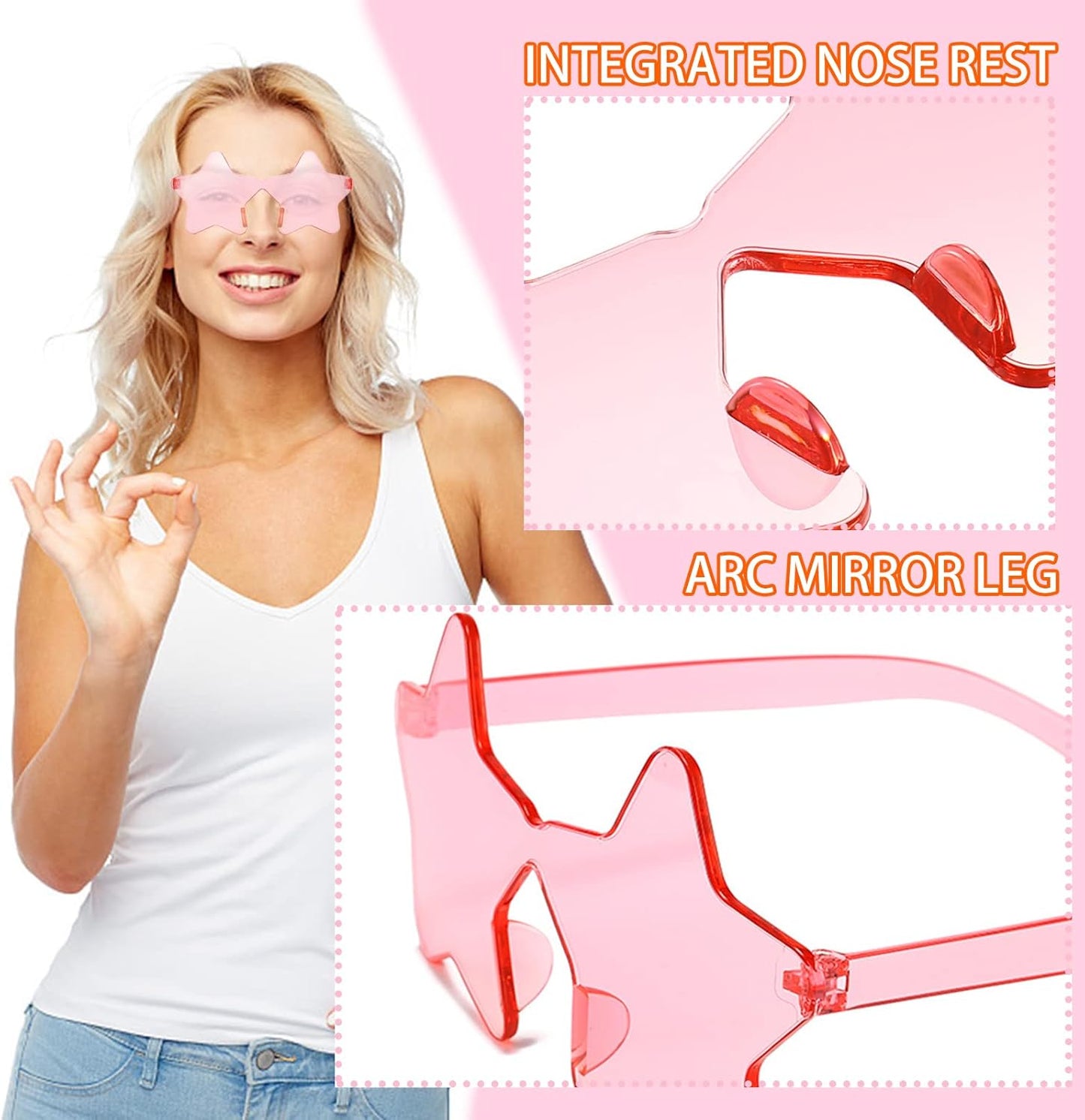 LIULIUBTY Star Shaped Sunglasses, Heart Sunglasses for Bachelorette Party, Colorful Party Favors