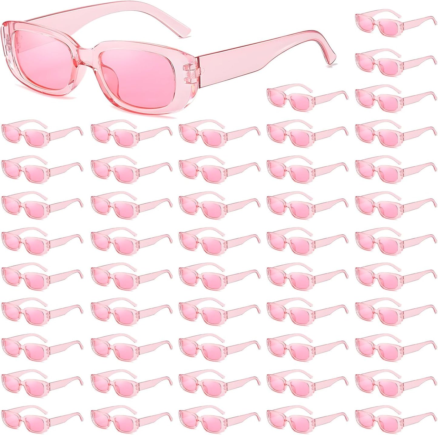 50/100 Pack Rectangle Sunglasses Bulk for Adult Retro Cheap 90s Y2K Small Glasses UV400 Protection