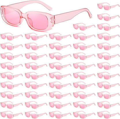 50/100 Pack Rectangle Sunglasses Bulk for Adult Retro Cheap 90s Y2K Small Glasses UV400 Protection