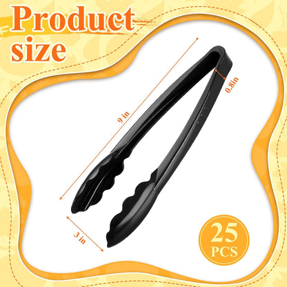 Tessco for you 25 Pcs Plastic Tongs for Serving Bulk, 9 Inch Plastic Disposable Serving Tongs, Heavy Duty Salad Tong for Kitchen, Buffet, BBQ, Events & Catering (White)