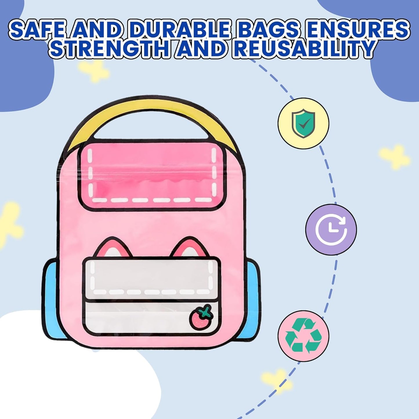 30 PCS Bulk Gift Bags for Kids with Handle,Children Large Goodie Bags with Stand-up Bottom, Grip Seal Party Favor Bag, Students Back to School Treat Bag, Cute Snack Candy Bags for Birthday, Classroom