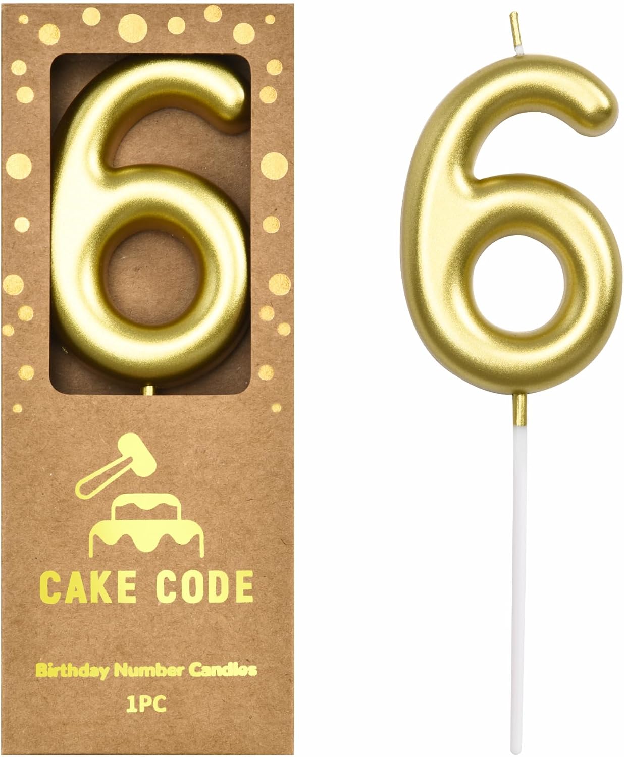 2.76 Inch Classical Gold 5 Number Birthday Candles, Gold Number Candles, Cake Number Candles, Party Celebration