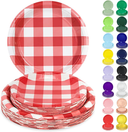 LANLISA 50 Pcs Pink Paper Plates Disposable, 25-9" & 25-7" Disposable Birthday Cake Dessert Plates For Valentines Day, Baby Shower, Easter Party, Mothers Day Party Supplies