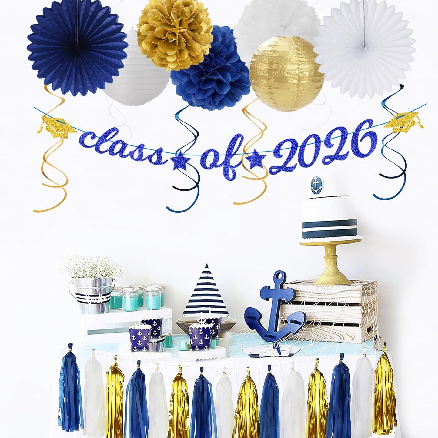 Champagne-Gold Beige Fall Baby-Shower Party-Decorations - 36pcs Welcome Home Banner Sign,Neutral Paper Lanterns,Girl Streamers Garland,Boho Hanging Tissue Pom Poms Flowers Fans Backdrop Decor Burgleda