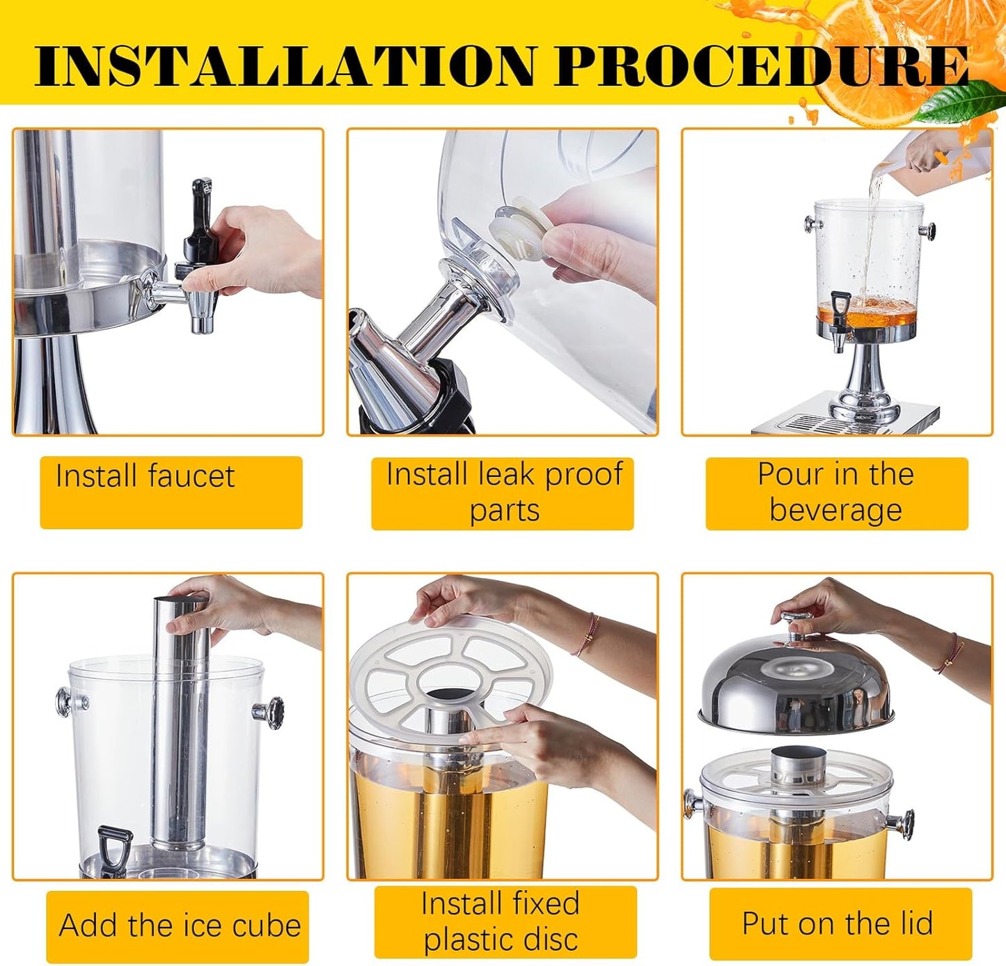 Gisafai 3 Pcs 2 Gallon Drink Dispensers for Parties, Beverage Dispenser with Stand, Stainless Steel Hot Cold Juice Dispenser with Centre Ice Core and Drip Trays for for Beer, Water Lemonade