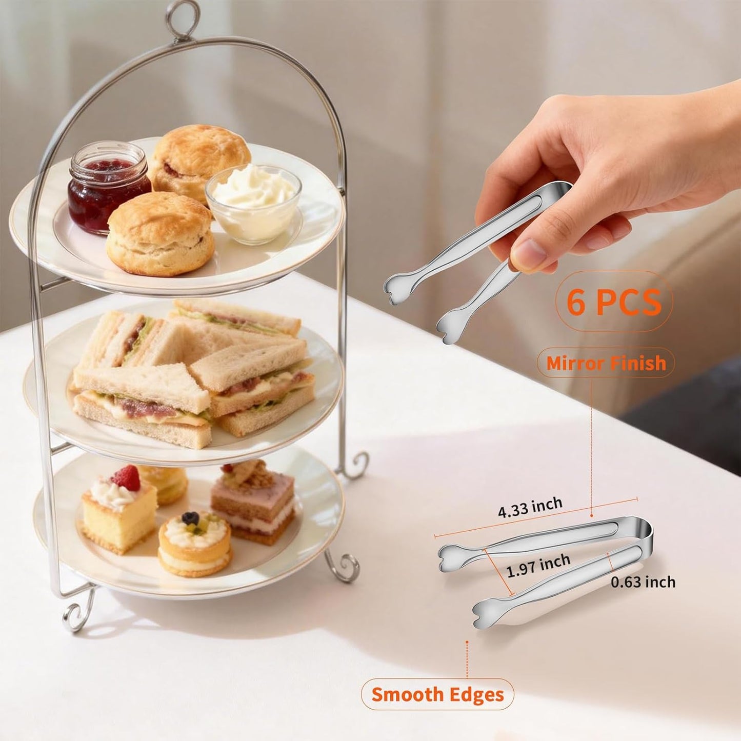 Mini Serving Tongs, Anytrp 18-Packs Stainless Steel Sugar Tongs, 4.3inch Ice Tongs Kitchen Appetizers Tongs for Coffee Bar, Tea Party, Desserts Party, Sugar and Ice Bucket