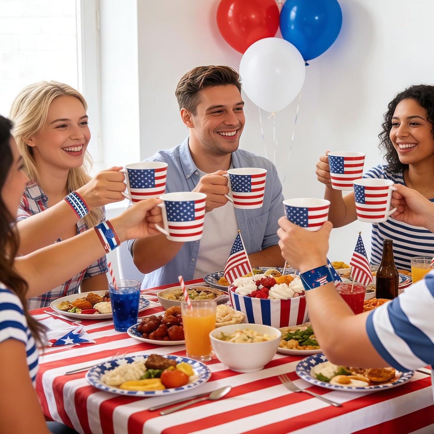 48 Pcs 4th of July Slap Bracelets Party Favors Patriotic Snap Bracelet Bulk Red White Blue American Flag Independence Day Party Supplies Exchanging Gifts Classroom Prizes