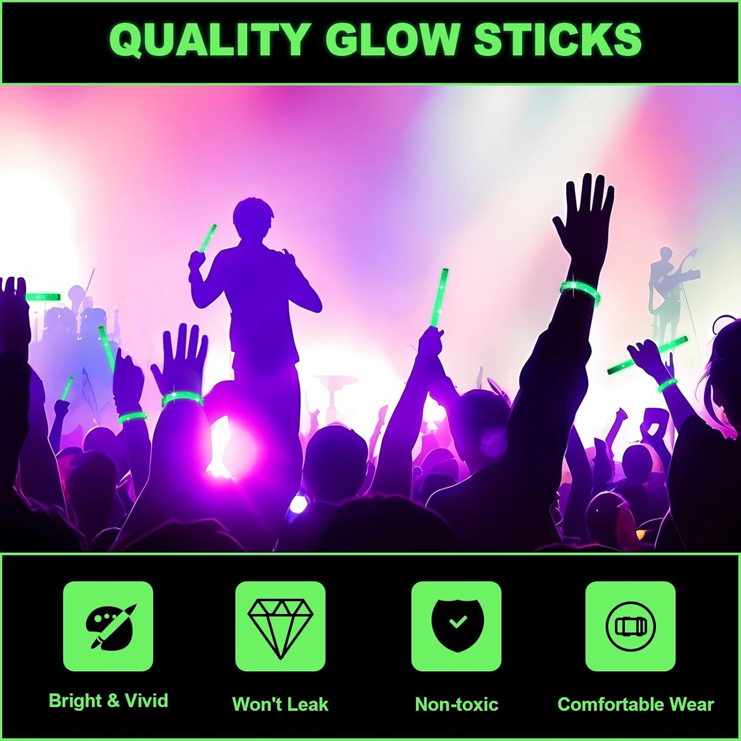Kigeli 60 pcs Glow Sticks with Connectors Party Favors, 9" Glow Wristbands in The Dark Party Supplies for Carnival, Easter, Halloween, and Music Festival Supplies