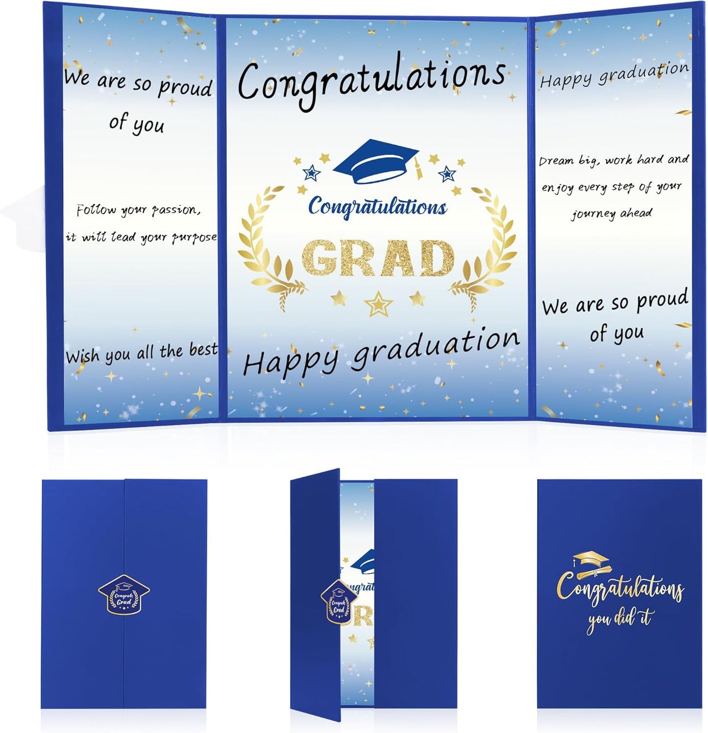 Graduation Guest Book Party Decorations-Blue Gold Graduation Guest Book Alternative Graduation Signature Congrats for 2026 College High School Graduation Party Decorations Unique Graduation Gifts