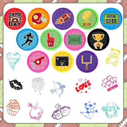 24 PCS Camp Party Favors Camping Adventure Mini Stamps Colorful Self Inking Stamps Camping Themed Party Favors for Boys Girls Student School Classroom Rewards Carnival Prizes Supplies