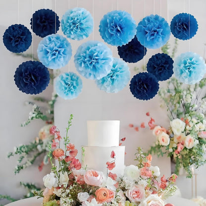 XIKSXITN 12 pc Rose Gold Gradient Tissue Paper Pom poms-Hanging Gold Dot White Paper Pom Poms Paper Flowers Ball for Party Decorative(8&10&12 inch)