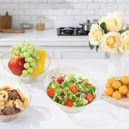 bUCLA 54 OZ Clear Plastic Serving Bowls (12 Pack) - Angled Serving Bowls Disposable for Chip&Candy - Party Table Salad and Fruit