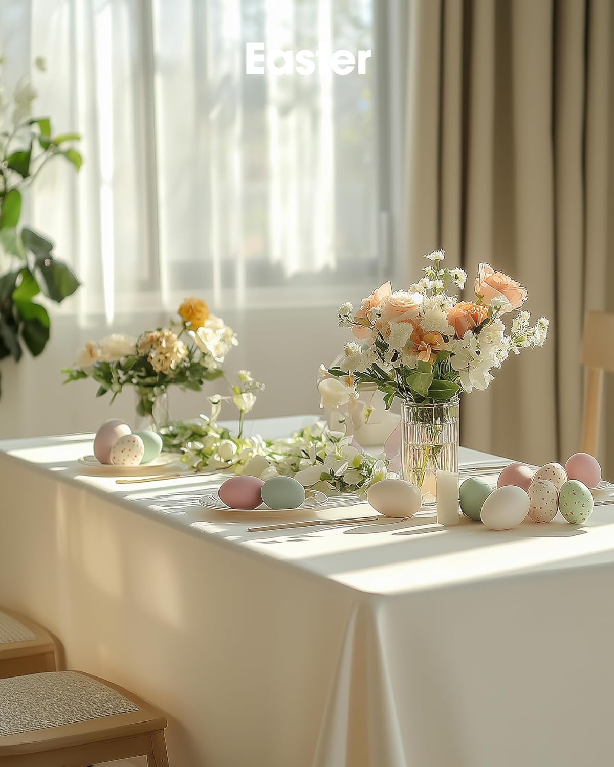 Pureegg Plastic Table Cloth Disposable 6 Pack, 54 x 108 Inch Table Cloths, Party, Picnic, Wedding, Decorative Tablecloths, Rectangle, White Plastic Cover, Waterproof, White