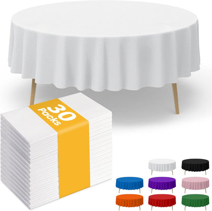 Niuara White Plastic Table Cloth - 30 Pack 54" × 108" Rectangle Disposable Tablecloths for 6FT Tables, Waterproof Table Cover for Party, Holiday & Gathering Use