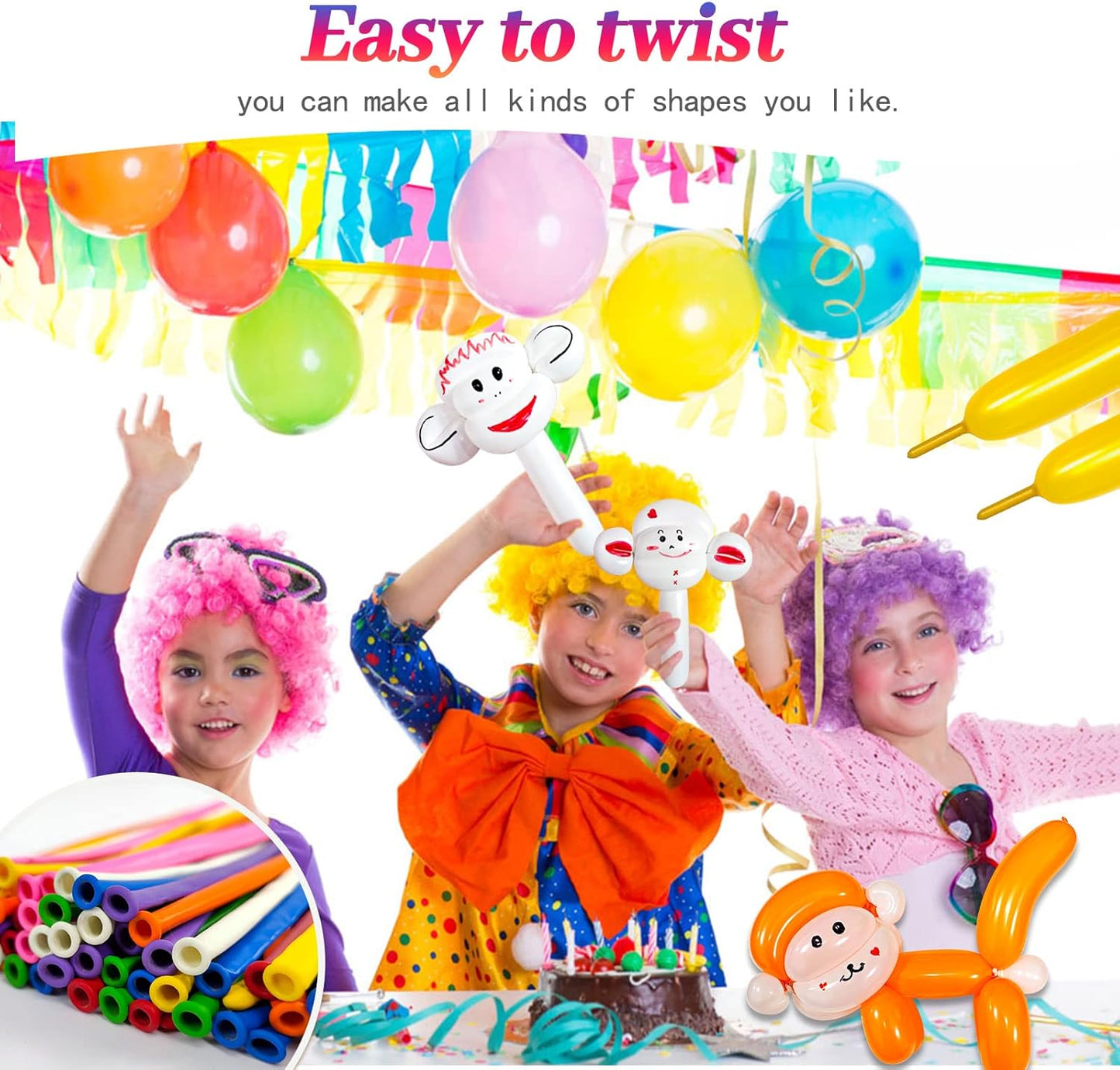 260 Balloons Clear, Thickening Long Balloons for Tying Arch, Twisting Latex Animals Magic Modeling Skinny Birthday Balloon for Kid‘s Party Wedding Decoartion Supply 100pcs