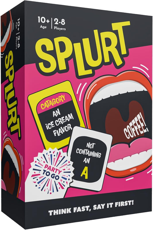 Gamewright - Party to Go - Splurt - Think Fast, Say It First - Ages 10+, 2-8 Players