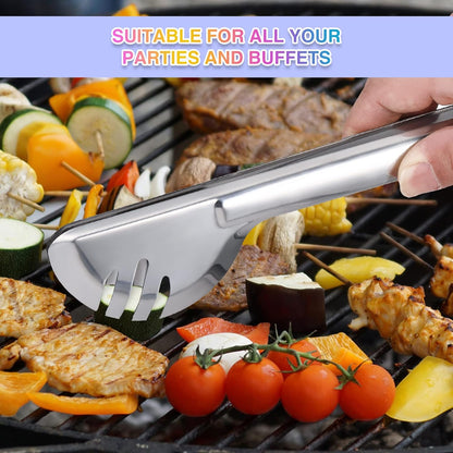 Patelai 15 Pcs Black Stainless Steel Serving Utensil Set 8.7" Large Spoons and Slotted Spoon 9.45" Tong 9" Forks Flatware Wedding Party Restaurant Cooking Kitchen Holiday Buffet Banquet Catering Hotel