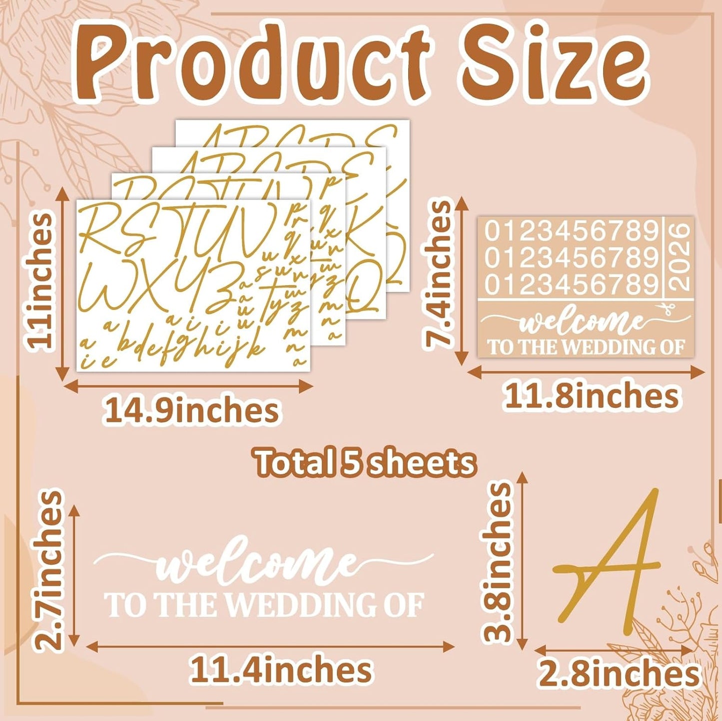 Custom Name Welcome to Our Wedding Signs Personalized Wedding Mirror Decals Selfie Mirror Decal for Wedding Entry Reception Display Golden Date Marriage DIY Vinyl Lettering Welcome Party Decoration