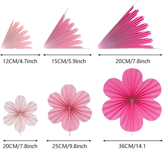 choyaxo 9pcs Paper Flower Paper Fan Floral Backdrop Flower Wall Decor for Party Wall Decorations