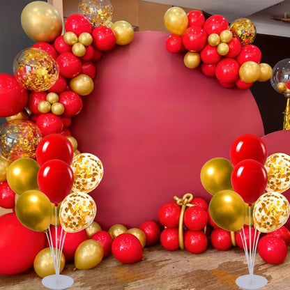 6 Set Balloon Stand Kit for Table Centerpieces With Balloon and Base Party Decorations for Birthday Wedding Retirement Graduation Baby Shower (Black Gold)