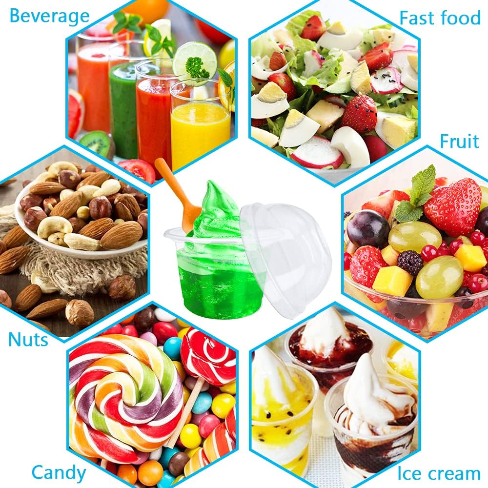100Pcs 8oz Plastic Dessert Cups with Lids and Spoons,Disposable Parfait Cup Square Cake Containers for Party Favor,Mousse,Yogurt,Pudding,Snacks,Fruits,50 Sets