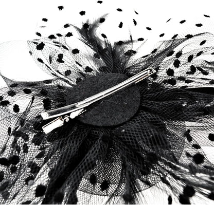 DRESHOW Fascinators Hat Flower Mesh Ribbons Feathers on a Headband and a Clip Tea Party Headwear for Girls and Women - Colors A