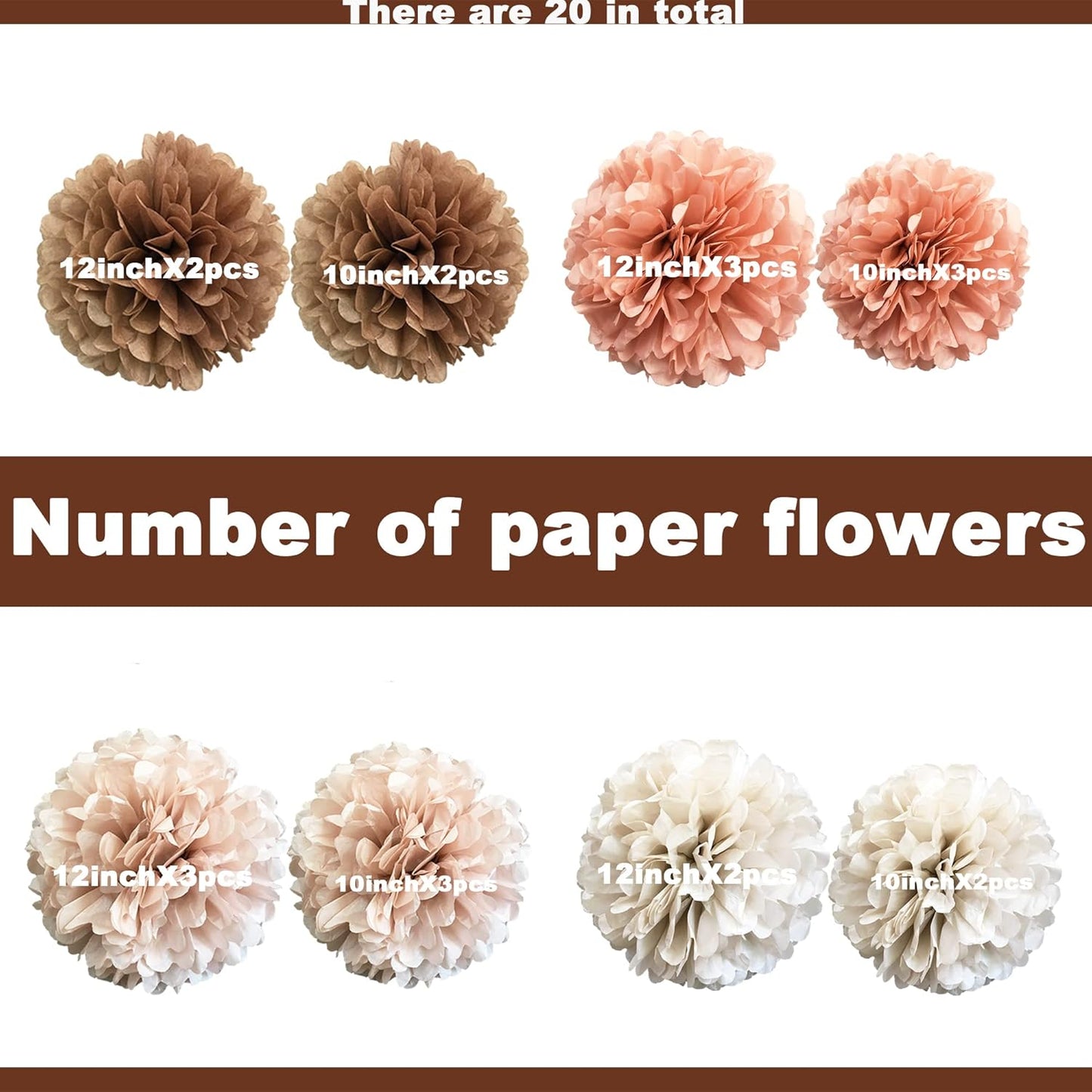 20-Piece Tissue Paper Pom Poms - Hanging Decorations Tissue Paper Flowers for Bridal Wedding Shower Bachelorette Birthday Engagement Party (Burgunday + Boho Green)