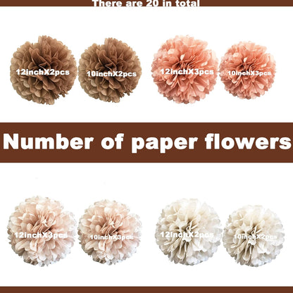 20-Piece Tissue Paper Pom Poms - Hanging Decorations Tissue Paper Flowers for Bridal Wedding Shower Bachelorette Birthday Engagement Party (Burgunday + Boho Green)