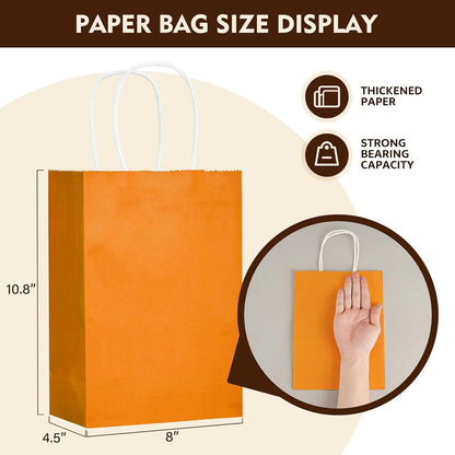 YEEHAW 24 Pack Small Gift Bags 5.8"×3.2"×8.25" Kraft Paper Bags with Handles, Party Favor Bags Bulk for Kids Birthday, Baby Shower, Crafts, Wedding, Party (6 Colors)