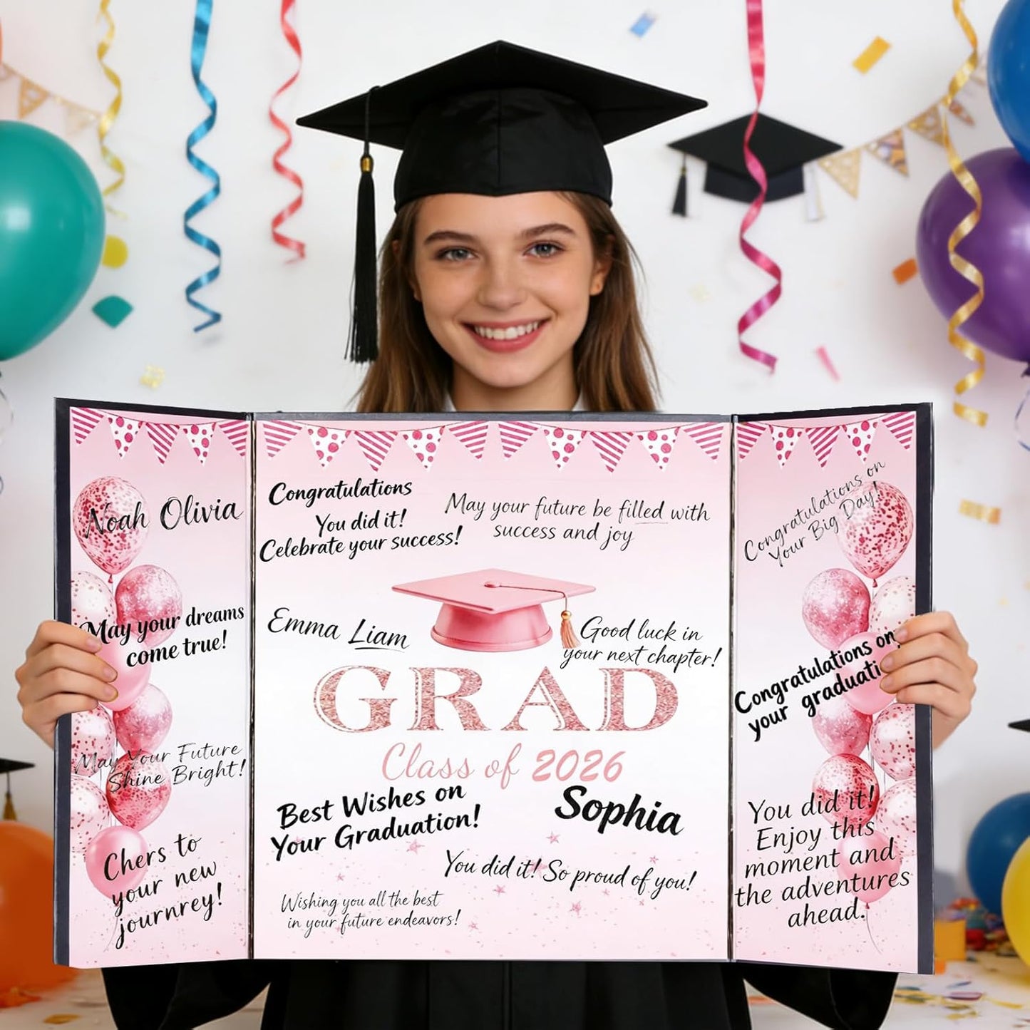 Green Graduation Party Decorations Class of 2026 - Extra Large 22" x 14" Graduation Guest Book to Sign Signature Board for Graduation Gifts Congrats Grad Party Favors Supplies Decor Keepsake