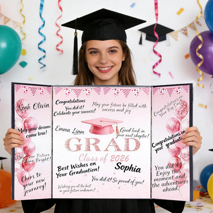 Green Graduation Party Decorations Class of 2026 - Extra Large 22" x 14" Graduation Guest Book to Sign Signature Board for Graduation Gifts Congrats Grad Party Favors Supplies Decor Keepsake