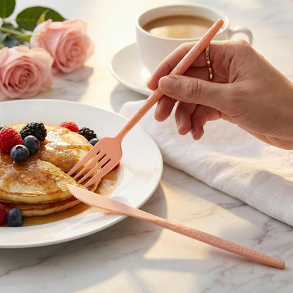 Supernal 360pcs Silver Plastic Cutlery,Elegant Plastic Silverware,Silver Hammed Silverware,Disposable Flatware,Include 120 Forks,120 Knvies,120 Spoons,Perfect for Birthday,Party,Wedding