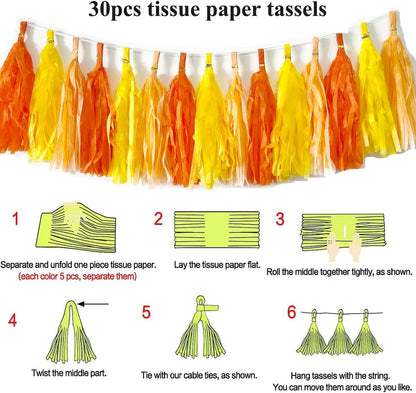 30pcs Paper Tassels Garland Banner Tissue Paper Tassel DIY Hanging Paper Decorations Party Tassel Garland Decor Baby Shower Nursery Wedding Festival Baby Shower Decoration(30, White)
