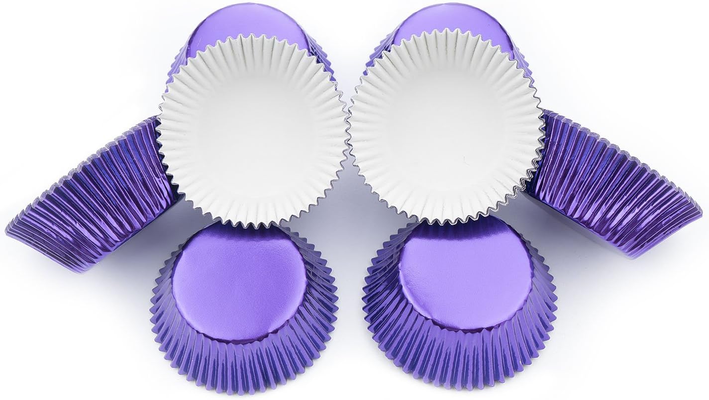 Gifbera White Metallic Foil Cupcake Liners Standard Size Baking Cups, 200-Count