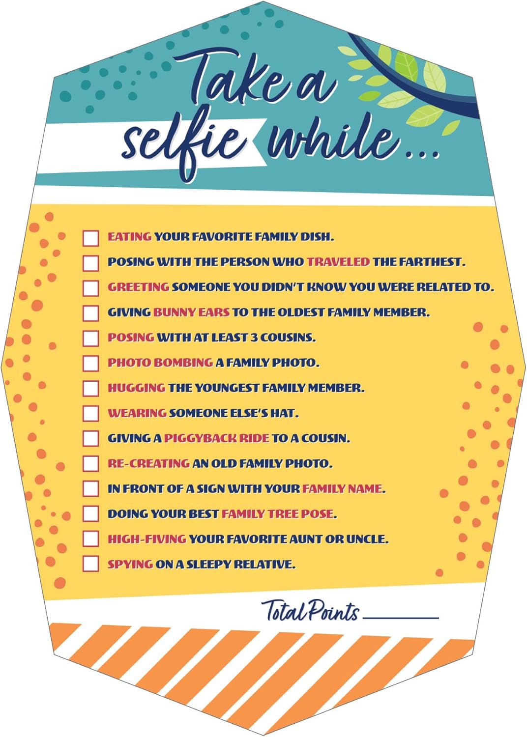 Big Dot of Happiness Colorful Family Reunion - Selfie Scavenger Hunt - Family Gathering Party Game - Set of 12