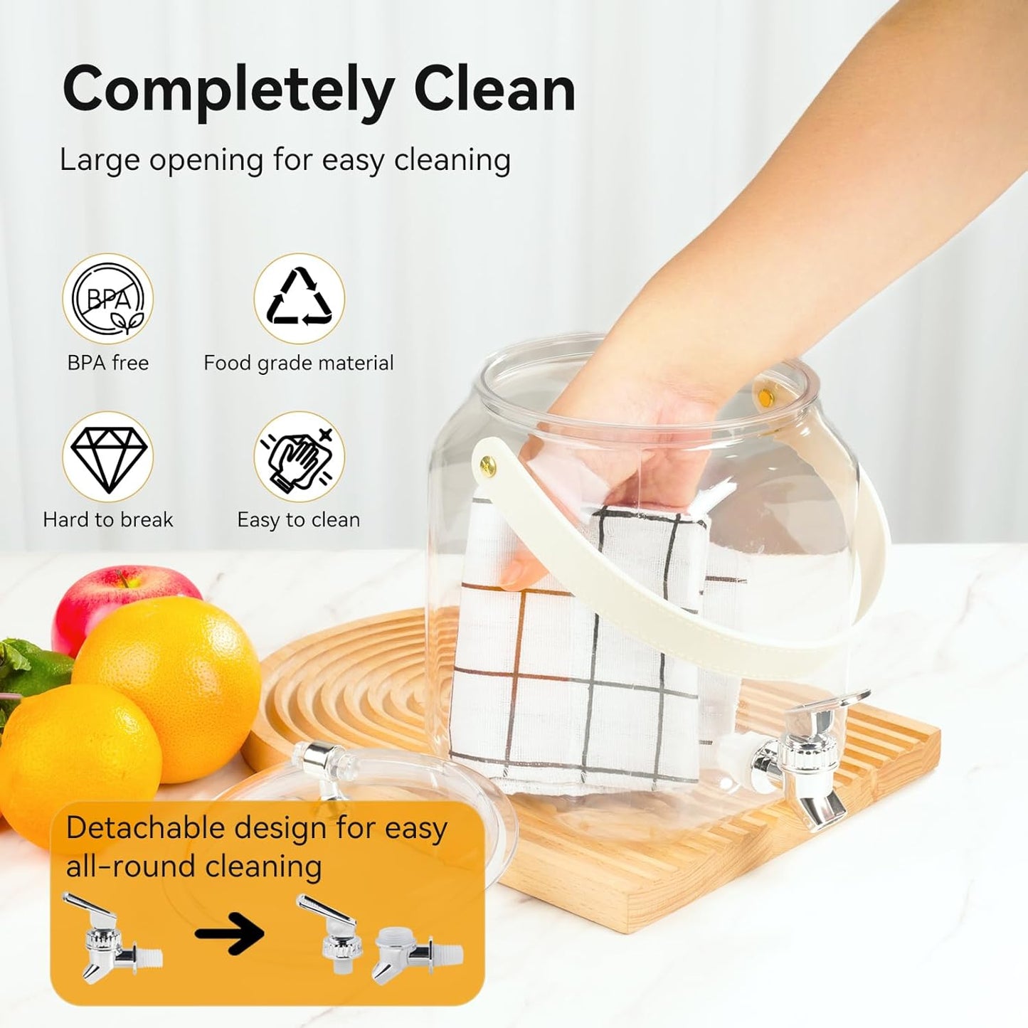 1 Gallon Beverage Dispenser - Leak proof Juice Dispenser Sealed Plastic Lemonade Dispensers with Anti-Rust Lids Drink Jug for Parties Home Kitchen Camping with Spigot（1 Packs）
