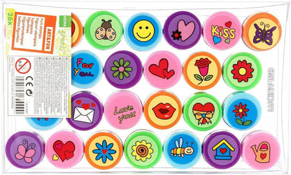LUCKYBIRD Self-Inking Stamps for Kids - Heart Toy Stamp Set, Funny Plastic Stamps, 26 Count