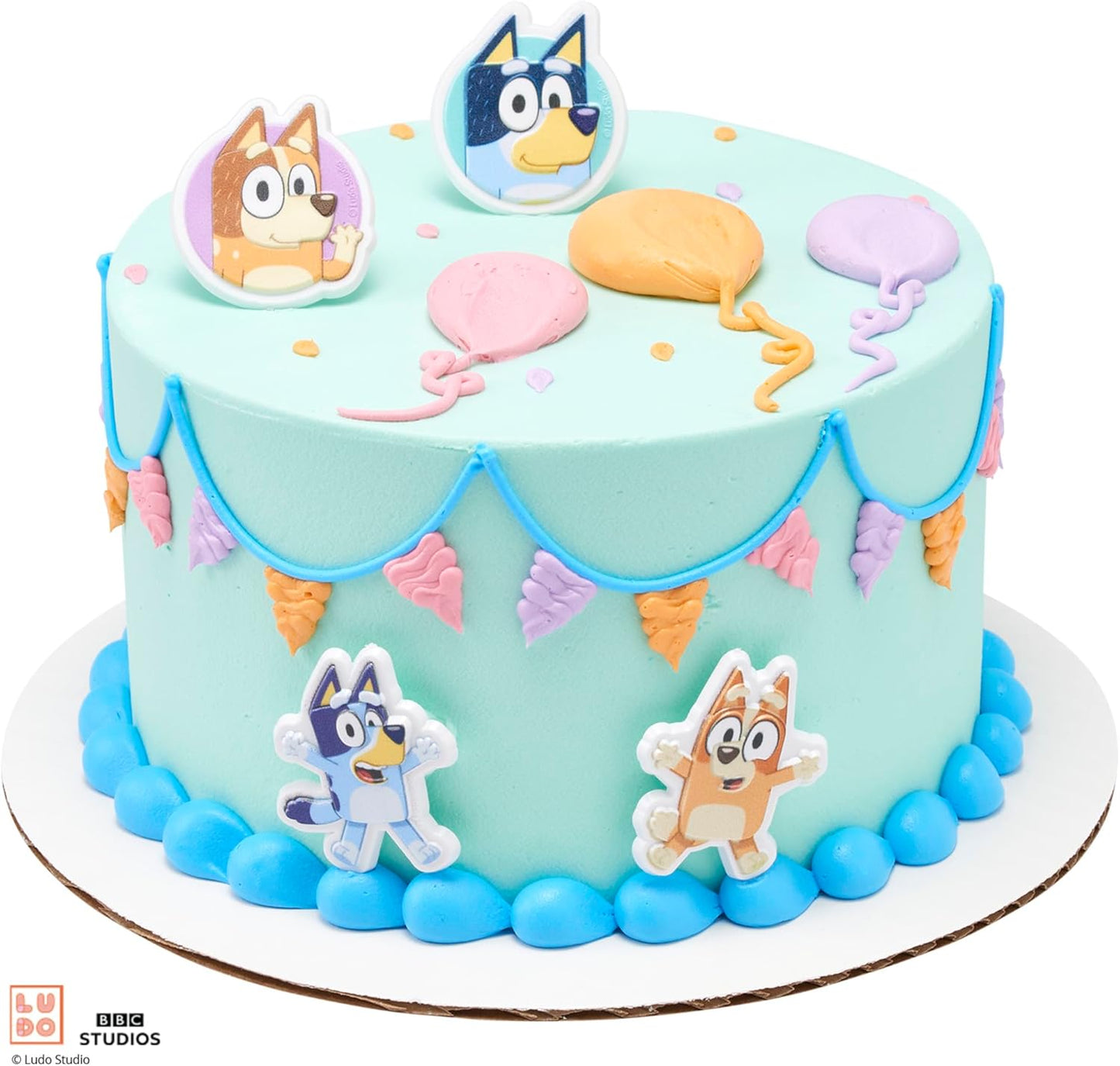 DecoPac Bluey So Much Fun Rings, 24 Cupcake Decorations Featuring Bluey, Bingo, Bandit, and Chilli, 3D Food Safe Cake Toppers – 24 Pack