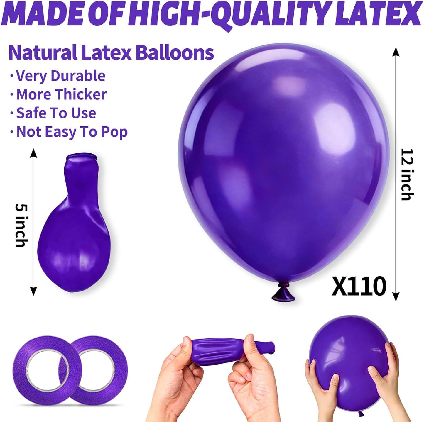 110pcs Black Balloon 12 inch, Black Latex Balloons for Birthday Party Baby Shower Wedding(with 2 Ribbons). - Colors B