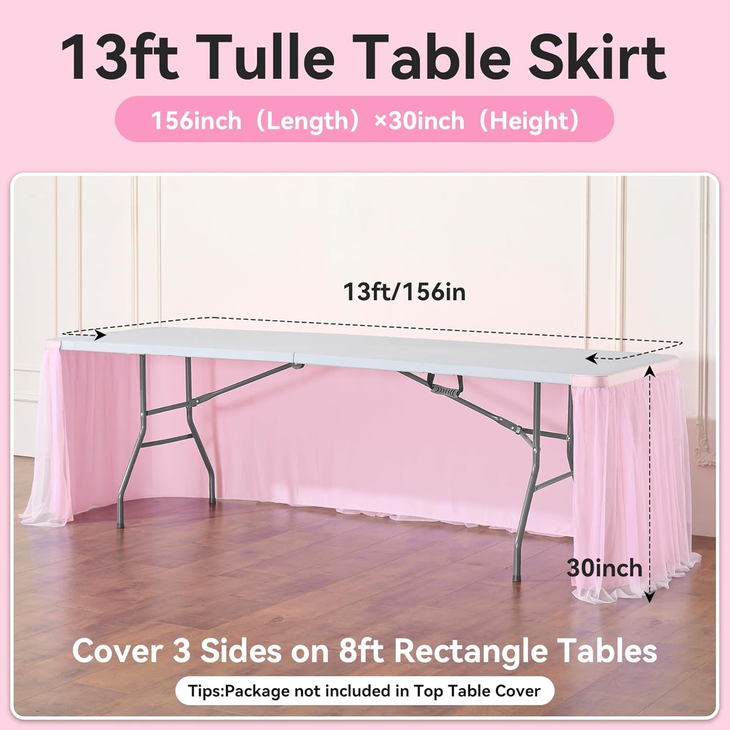 72inch Champagne Gold Tulle Table Skirts for Rectangle Round Tables, Gold Grim Ruffle Tulle Tutu Cloth Table Skirt 6ft for Wedding Birthday Party Cake Dessert Decor(No Top Cover)