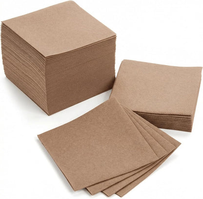 AH AMERICAN HOMESTEAD Cocktail Napkins-Disposable Beverage/Bar Napkins-White Linen-Like Square Napkins-Eco-Friendly & Compostable-Everyday Use, Party or Wedding 4.75inch x 4.75inch (100 Count, White)