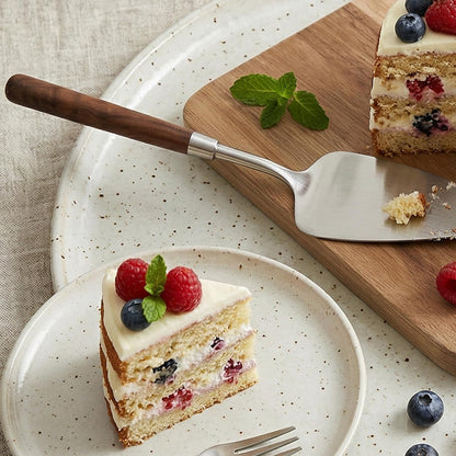 Cake Cutting Set for Wedding Wedding Cake Knife and Server Set Stainless Steel Wood Cakes Serving Sets Cakes Decoration Tools for Birthday Bridal Anniversary Christmas Gift Silver