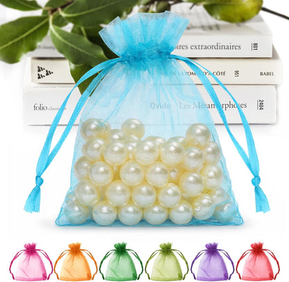 ANZNKU 50PCS White Organza Bags 3x4, Small Gift Bags Bulk for Sachet Jewelry Candy Treat, Mini Mesh Bag Drawstring for Wedding Bridal & Baby Shower, Party Favor Bag for Easter Mothers Day Birthday