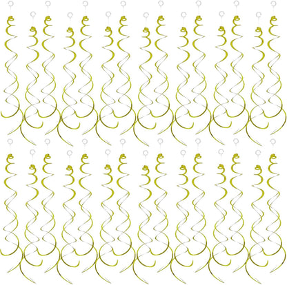 30 Pieces Hanging Swirl Party Decorations Foil Decorations Ceiling Swirl Spiral Hanging Plastic Streamer for Ceiling Birthday Graduation Wedding Celebration Baby Shower Party Supply (Black)