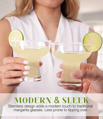 LUNA & MANTHA Martini Glasses, Martini Cocktail Glasses for Margarita, Manhattan, Cosmopolitan, Espresso, Home Bar, Evening Parties, Birthdays, Housewarming Gift,8oz-Stemless Set of 4
